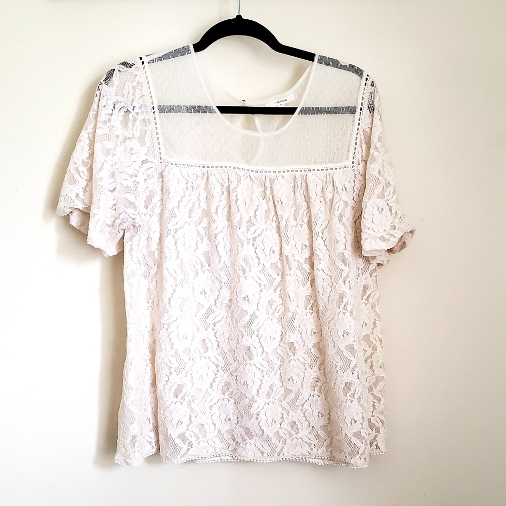 Maurices sheer cream lace top, sz 1